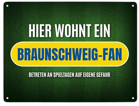 Hier wohnt ein Braunschweig-Fan Metallschild XXL mit Rasen Motiv