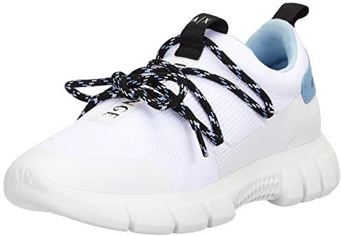 Armani Exchange Damen Harlem Sneakers Sneaker, Optic White Sky, 39.5 EU