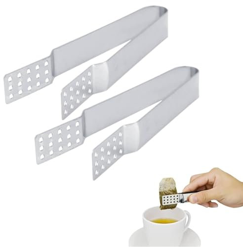 2 Pezzi Spremi Bustine di Tè, 13.5x2x2cm pressa per bustine di tè in acciaio inossidabile, Morsetto per Filtro per Bustine di Tè Tea Bag Holder Strainer Clip Metal Mini Tongs per Servire