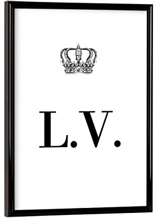 artboxONE Poster mit schwarzem Rahmen 18x13 cm Schwarzweiß King LV - Bild Personalisierung Buchstabe Buchstabe-LV