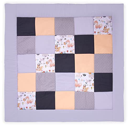 Amilian Krabbeldecke; Patchworkdecke; Krabbelmatte; Spieldecke; Laufgittereinlage; Matte; Decke; Kuscheldecke; Spielmatte als Geschenk für Baby, Kinder; Erstausstattung; Patchwork: M125 (105x105 cm)