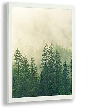 Monaldo Deluxe Bilderrahmen Posterrahmen 35,5 x 28 cm Weiß Gemasert Wechselrahmen weisser Hintergrund klares Kunstglas