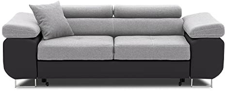 Sofa RIGATTO mit schlaffunktion, einfacher Aufbau, modernes Design, polstermöbel. Schlafcouch zum Wohnzimmer. Widerstandsfähiges, Soft Öko-Leder Stoff. (LUX 32 + Soft 11)