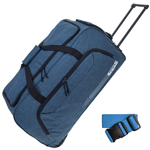 SPEAR Reisetrolley Weekender 68cm Reisetasche Herren 910 Deep Blue +g | 85L 68cm Schultergurt, Rolltasche, Herren, Koffergurt inklusive, Zug, Bahn Mädchen, Damen, Jungen Freizeit