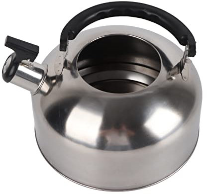Gonetre - Bollitore da tè con fischio, teiera acciaio inox 3 litri, bollitore acqua con manico, resistente, per campeggio, escursioni, cucina, barbecue, festival(acciaio inox)