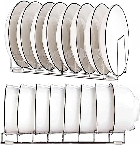 2 Pezzi Porta Piatti Verticale, Organizer in Acciaio Inox, Porta Pentole Multifunzionale per Cassetto Della Cucina, Armadietti, Mensola