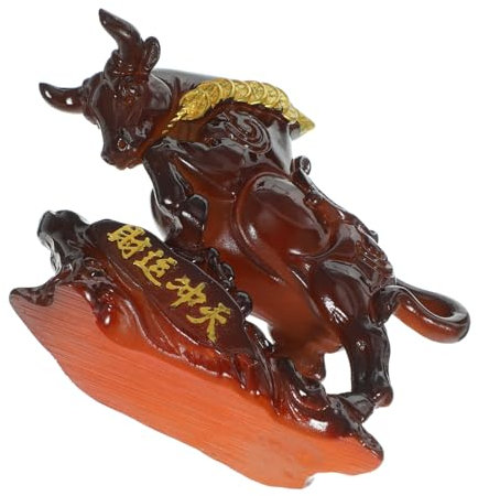 Abaodam 1 Stück Farbwechselnde Kuh-Ornament Schreibtisch-Zubehör Messingbeschläge Kuh-Autozubehör Glücksochsen-Statue Feng-Shui-Statue Armaturenbrett-Dekoration Tischplatte