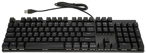 104 Tasten, Volle Größe, Kabelgebunden, USB, Mechanische Tastatur, PC-Tastatur, Gaming mit Ziffernblock, 18 RGB-Hintergrundbeleuchtung, Roter Schalter für -Laptop-PC (Black)