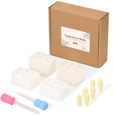 Fukumi Kit de moules à suppositoires réutilisables, 2 ml | 4 plateaux de moules + 10 compte-gouttes | Fabrication facile de suppositoires en silicone pour homme et femme