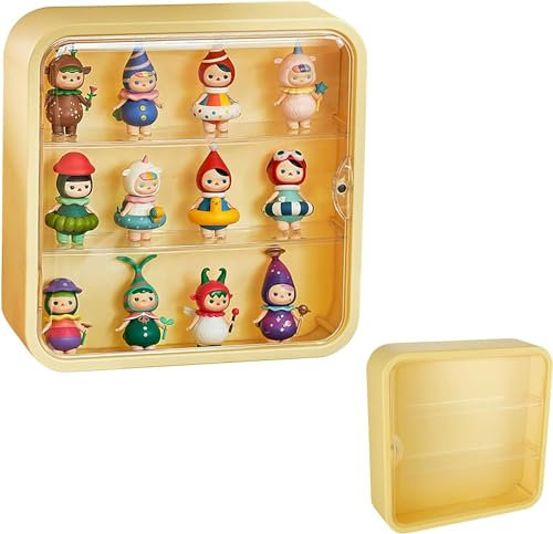 Clear Display Case for Figures,Wall-Mounted Doll Storage Box,Adjustable Display Stand Clear Acrylic Display Box with Door Dust and Moisture Proof Suitable for Lego Collectibles Action Figures