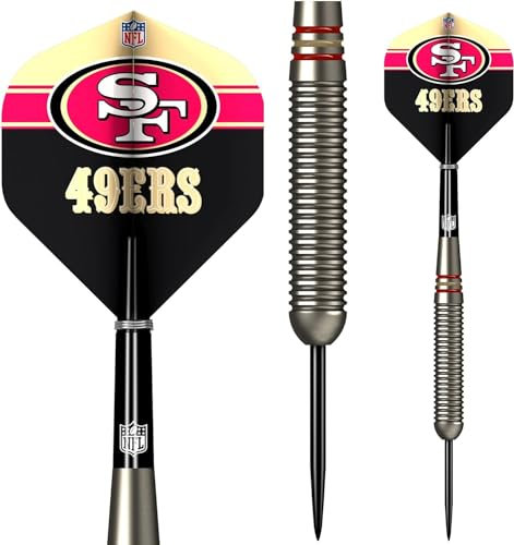 Offiziell lizenzierte NFL San Francisco 49ers Professional American Football Messing Stahlspitze Darts, individuell, personalisierbar (D1317)