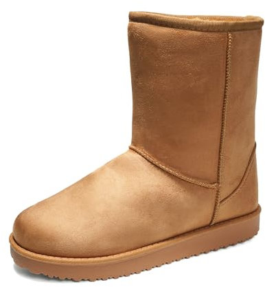 JOMIX Stivali Donna Invernali Bassi con Pelo Stivaletti Pelosi Classici Caldi Comodi e Leggeri Imbottita Pelliccia Sintetica ND6849 (Marrone Chiaro, 41)