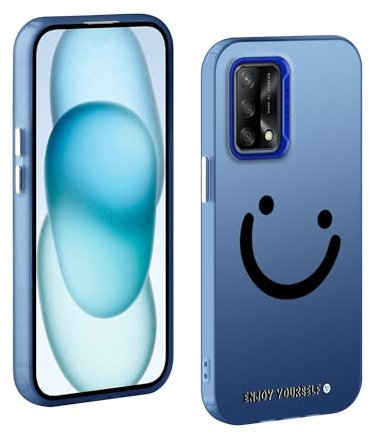 TAUYN Hülle für Oppo A74 4G, PC Stoßfest Ultra Dünn Schutzhülle, Iächelndes Gesicht Muster Design Handyhülle, Blau