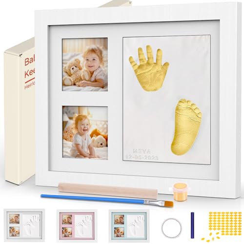 DZKKIUR Fußabdruck Baby 28 x 23 cm Baby Fussabdruck Set mit Buchstaben und Zahlen Formen Gipsabdruck Baby Hand und Fuß Baby Dusche Baby Abdruckset Babydusche Geschenk Babyparty Geschenk