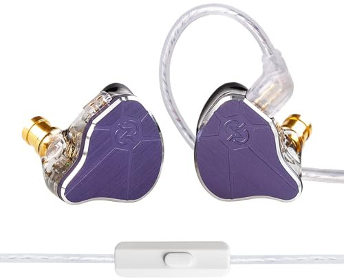 keephifi CCZ BC04 HiFi IEM in Ear Monitor, ecouteur Gaming Intra-Auriculaires ecouteurs Filaire pour chanteurs, 1BA 1DD Écouteurs filaires de Jeu légers, 2PIN-Z détachable câble(Violet,avec Micro)