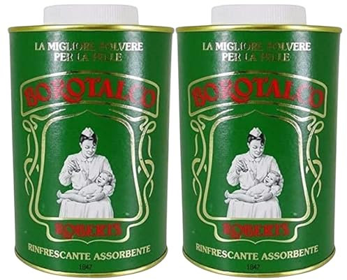 Talco In Barattolo, Talco in Polvere Multiuso Assorbente e Rinfrescante, Per Una Pelle Vellutata. Adatto Per Uomo, Donna e Bambini 500g (2 Barattoli)