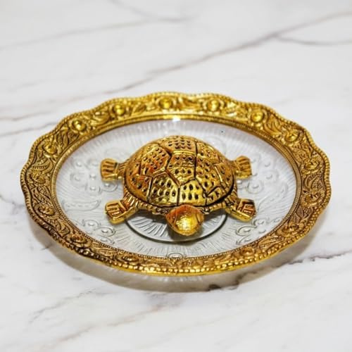 HOME GENIE Tortuga de cristal para Feng Shui y Vastu, pieza de exhibición de buena suerte para el hogar, oficina, hotel, juego Fengshui Vastu para la buena suerte, paquete de 1 (vidrio + metal