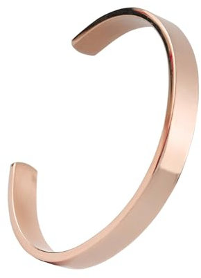 Eigso Stainless Steel Charming Rose Gold Cuff Bangle Bracelet for Women Men Vintage Classic 6mm Minimalist Open Wristband for Woman Man