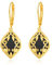 TANGPOET Onyx Ohrringe Silber 925 Filigrane Ohrringe Onyx Schmuck Damen Ohrringe Hänger Gold Boho Ohrringe Hängeohrringe Geschenke für Damen