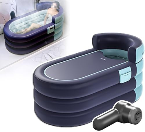 QIeAny Badewannen, Faltbadewanne, Doppelte Abflüsse, Kabelloses Aufblasen, Intelligentes Begasungsgerät, Ringrückenlehne, 6 Steppschichten Für Doppelte Isolierung,B