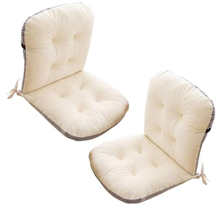Stulhkissen, Kissen für Rattansessel Outdoor Auflage Sitzkissen, Rattanmöbel 1/2 Stück Stuhlkissen mit Rückenteil Sitz, Rückenkissen mit Bänder, Niedriglehner Auflage Polsterauflage(Beige,2 pack)