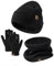 MARUKO Wintermütze Mütze Schal Handschuhe Set für Kinder, Mädchen Jungen Halswärmer Touchscreen Fäustlinge Weiches Fleece Futter Elastisch Sport Outdoor Geschenke für Kinder (Schwarz)