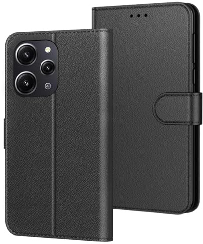 Générique TECHTA Coque pour Xiaomi Redmi 12 4G / Redmi 12 5G, [Housse en Cuir PU Premium] [Etui à Rabat] [Pochette de Portefeuille], Étui de Protection pour Xiaomi Redmi 12 4G / Redmi 12 5G,(Noir)