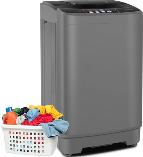 Nictemaw Machine à laver portable, capacité de 20 livres, machine à laver portable entièrement automatique, lave-linge et sèche-linge de 2,8 pieds cubes combinée avec pompe de vidange, 10 programmes