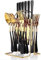 24 Piece Cutlery Set, Stainless Steel Cutlery Set with Holder Service for 6,Mirror Polished Tableware Set for Home Kitchen, Dishwasher Safe (Black Gold)