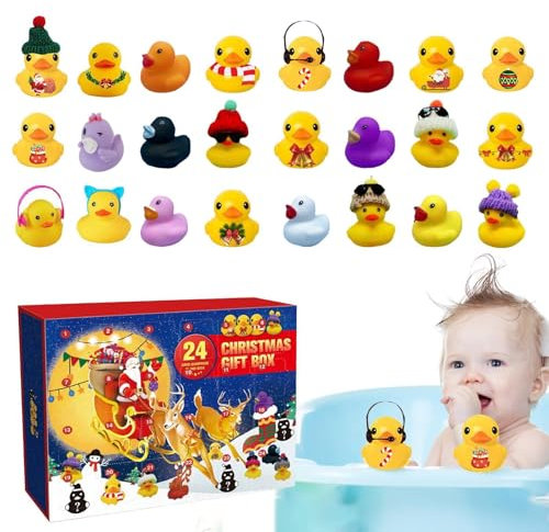 Adventskalender 2024 Kinder 0 1 2 Jahre, Adventskalender Baby, Weihnachtskalender for Kinder Baby Mädchen, Weihnachts-Adventskalender Mit Gummi-Enten