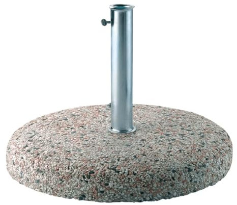 Sicignano | Base Rotonda 45 cm per Ombrellone da Giardino in Cemento Graniglia Fantasia 25 Kg, con Tubo Ferro Zincato Diametro Interno 42 mm per Palo - Arredo Giardino Piscina