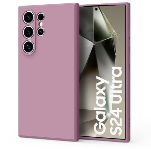 Tobfit Silicone Coque Compatible avec Samsung Galaxy S24 Ultra 5G, Protection Antichoc, Coque de Protection Complète du Corps pour Samsung Galaxy S24 Ultra 5G, Violet Rose
