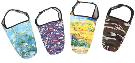 Yardwe 4pcs Neoprene Insulated Tumbler Bottle Carrier Sleeve with Carrying Handle for 30oz Mug, Wear-Resistant and Easy to Clean Travel Cup Cover for Camping and Picnic
