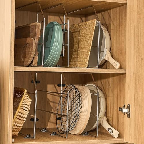 Blulu 6 Pcs Baking Sheet Organizer Tray Dividers for Cabinets Chrome Divider Pan Rack Storage Wires for Kitchen Cupboards (12 X 20)