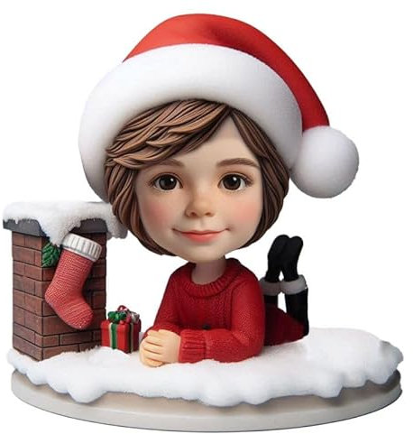 Individuelle Wackelkopf-Figur, 15,2 - 20,3 cm, basierend auf Ihrem Gesichtsfoto, weibliche Weihnachtsfigur, personalisierter Wackelkopf als Vatertag zum Muttertag oder Freund