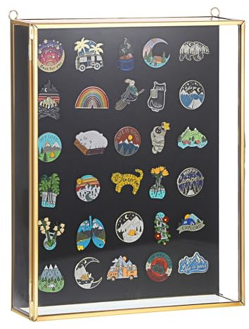 SUMTree 3D Objektrahmen Klein Glasvitrine Gold Bilderrahmen 5,2 cm tiefer Fotorahmen mit 7mm schwarz Schaumstoffplatte für Sammlerstücke Erinnerungsstücke Schmuck (Wand oder Desktop, 20,3x25,5cm)