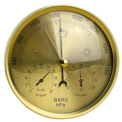 Wetterstation analog, Barometer, Außenbarometer, Innenbarometer, Metall 3 in 1 Barometer Wetterstation Barometer