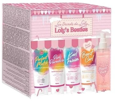 Les secrets de loly - Loly's Besties Set - Perfect Match Shampoo - Pink Paradise Conditioner - Curl Fusion Creme - Boost Curl Gel - Magical Krusk 5 x 100 ml