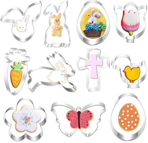Ausstecher Ostern Set, 11 Stück Ausstechformen Oster Plätzchen Keksausstecher Ostern Plätzchenausstecher Linzer Ausstecher von Hasen Ei Karotte Küken Osterhasen