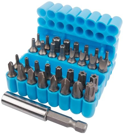 33 Screwdriver Security Bit Sets Include 3 Torques, 4 Tri Wings, 4 Spanner Head, 9 Tamperproof, 12 Hex Bit Set - Including Storage Box - Impact Driver Bits, Universal Drill Bits, Accessories, DIY