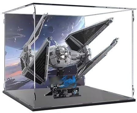 Transparente Acryl-Displaybox, kompatibel mit Lego 75382 TIE Interceptor Modell, Sammlerstück, Arbeitsplatten-Displaybox, Geschenk, Staubbox, Aufbewahrungsbox (nur Displaybox)