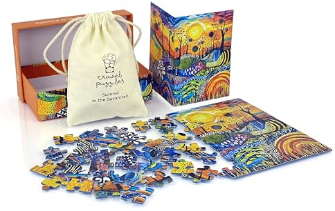 Travel Puzzles Sunrise in the Savannah - Compact and Portable Travel Puzzle - 88 Pieces - Adult & Youth Jigsaw Puzzles from 14 Years