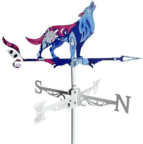 Wetterhahn Fürs Dach, Wetterhahn Wolf Retro Wetterhahn Aus Metall Mit Halterung Für Garten Windrichtungsanzeiger Windspiel Wetterfahne Betreff Dach Dekofigur Wolf Terrasse Hof Ornament Dekoration