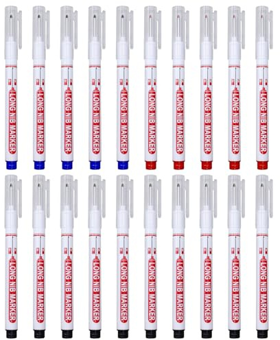 HOMEJOY 20 Stück 22mm Tieflochmarker Wasserfest Bohrlochmarker Extralange Lochmarker Markierungsstift Mit Langerspitze für Metall Wand Fliesen Holz Baustelle (Schwarz Rot Blau)