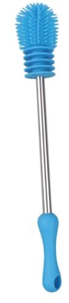 FONDOTIN Cepillo Para Biberones y Vasos Azul Cabezal De Silicona, Mango Largo De Acero Inoxidable, Cepillo De Limpieza Eficaz Para Cocina y Hogar