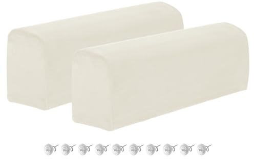 QUARKZMAN 2 Stück Armlehnenschoner Sofa, Armlehnenbezug für Armlehnen weiche Armlehnenkissen Zuhause Büro Elbow Discomfort - Beige