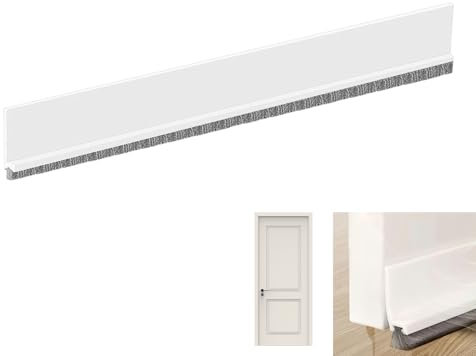 Guarnizione a Spazzola per Porta Autoadesiva, Paraspifferi per porte, Isolante Acustico Termico, Striscia Sigillante Antipolvere, per Porte Interne, Scorrevoli, in Legno, Vetro o Camper, Bianco, 100cm