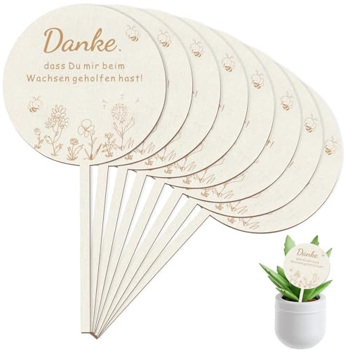 Holz Blumenstecker, Danke Dass Du Mir Beim Wachsen Geholfen Hast | Holzkarte Holzstecker Blumentopf Holzschild für Abschiedsgeschenk Erzieherin Abschiedsgeschenk Kindergarten