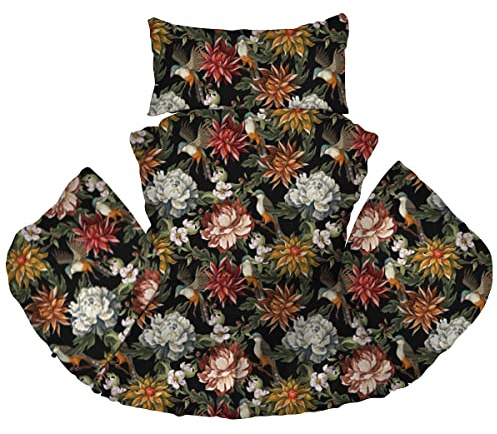 Ferocity Hängesessel Kissen XXL, Polster, Auflage für Polyrattan/Rattan Hängeschaukel, Hängekorb, Schaukel Korb, Rückenkissen Bunte Blumen [114]