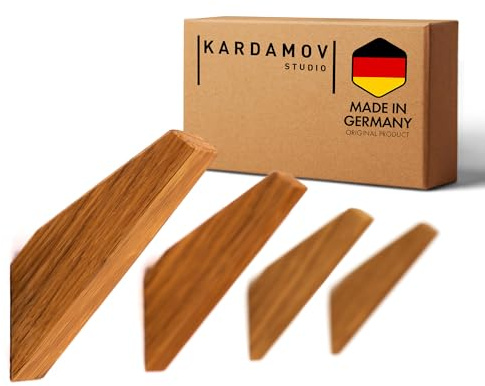 Kardamov Studio 4er Set Haken aus Berlin, natürliche Holz Wandhaken, Moderne Handgefertigte Kleiderhaken aus Eiche, Minimalistische Mehrzweck Huthaken, Garderobe Jackenhalter (4er Set Eiche)